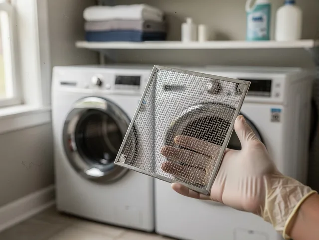 Cheshire Dryer Vent Cleaning specialist performing detailed lint trap cleaning service in Cheshire