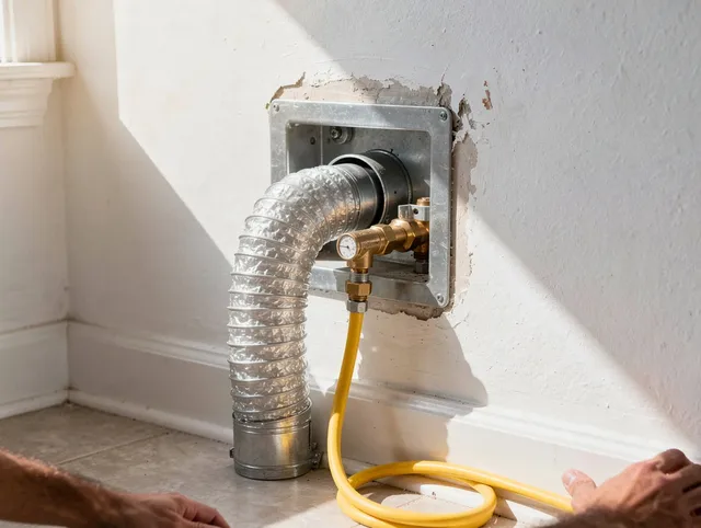 Cheshire Dryer Vent Cleaning certified technician performing specialized gas dryer vent cleaning in Cheshire